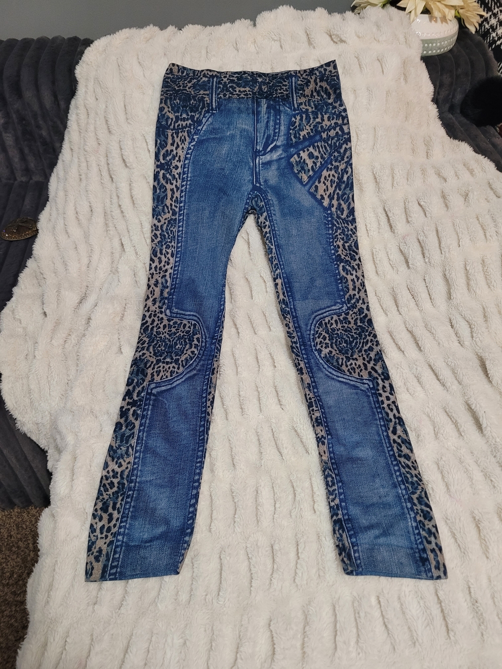 Leopard Panel Blue Women's Jeggings